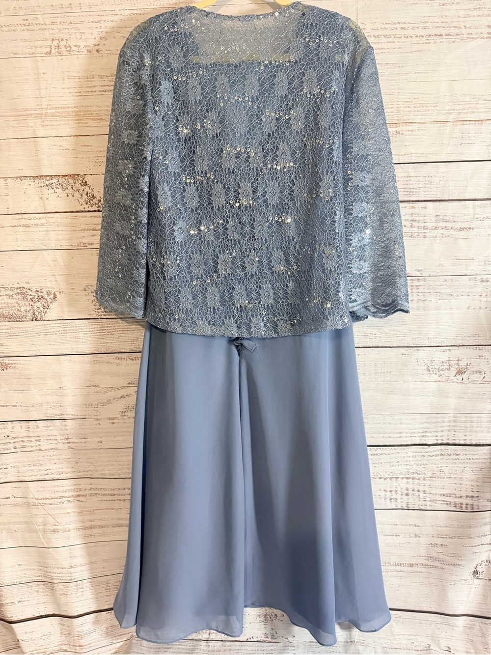 Xyiveaf Mother/Grandmother of the Bride Tea Length Dusty Blue Chiffon Dress - Picture 5 of 11